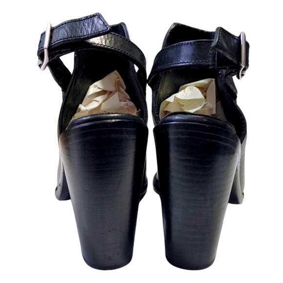 Rag & Bone Wyatt Black Leather Slingback Open Toe Bootie Heel Women Size 37 6.5 - Picture 7 of 10